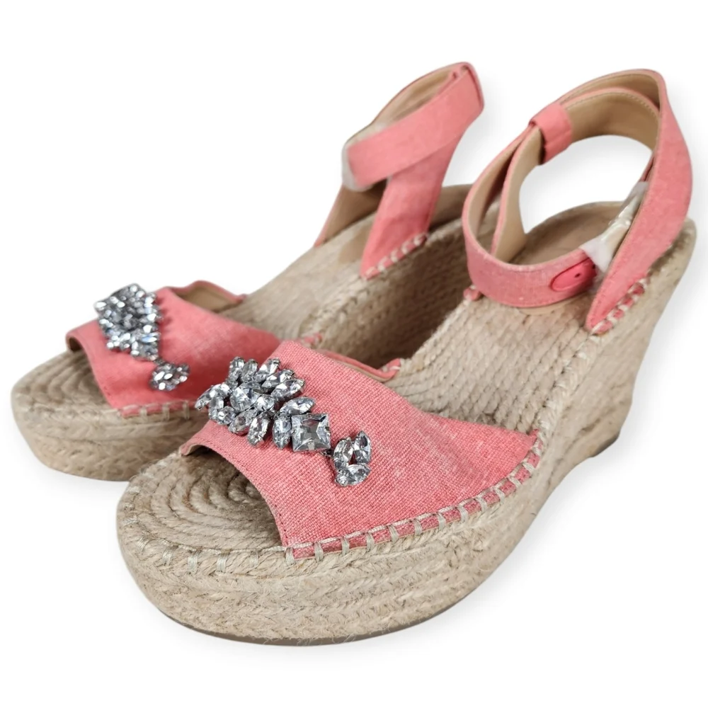 Kaari Blue Chloe Washed Coral Jewel Espadrille Sandals size 8M NWOT